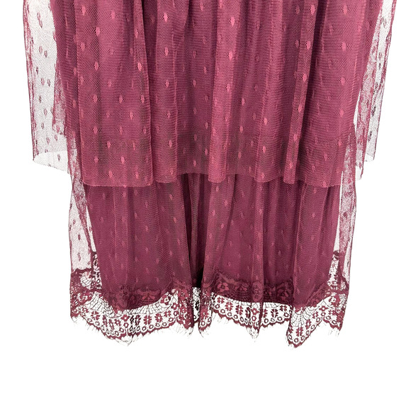 LC Lauren Conrad Runway size XS sleeveless mini dress tiered purple burgundy‎ - Picture 4 of 6